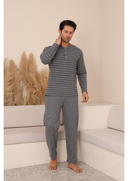 Erkek Selanik Önü Patlı Takım | Gri 629