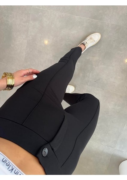 Siyah Çimalı Dar Paça Pantolon fiyatları
