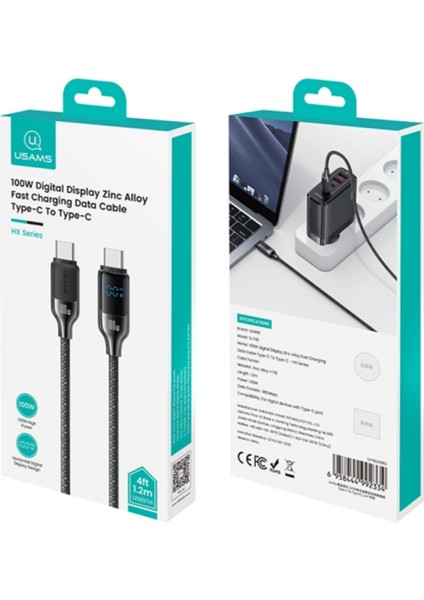 SJ742 100W Ip Örgü 120 cm Type-C To Type-C Şarj ve Data Kablosu modelleri