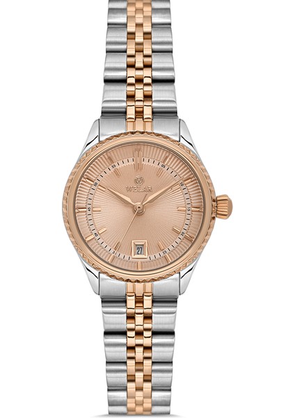 Wel 2511-7 Kadın Kol Saati – Çelik Kasa & Kordon, Takvimli, Gümüş Rose Renk, Su Geçirmez