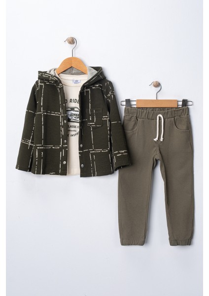 Erkek Çocuk Kapşonlu Hırka Tişört ve Pantolonlu 3'lü Takım fiyatları