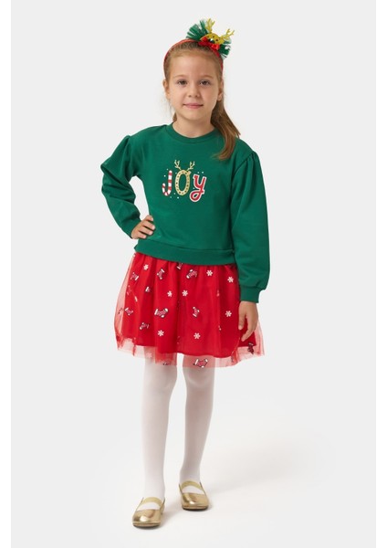 Yeşil Joy Baskılı Tül Etekli Kız Çocuk Elbise - Fragile fiyatları