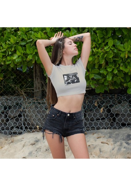 LED Zeppelin Limo Los Angeles 1971 Crop Tişört - Ekru fiyatları