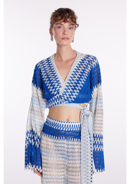 Bağlama Detaylı Bluz Mavi 11544060000