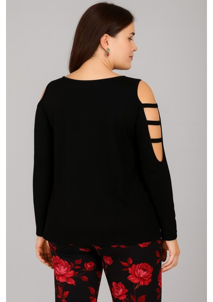 Büyük Beden Omuz Şerit Biyeli Uzun Kol Viskon Bluz fiyatları