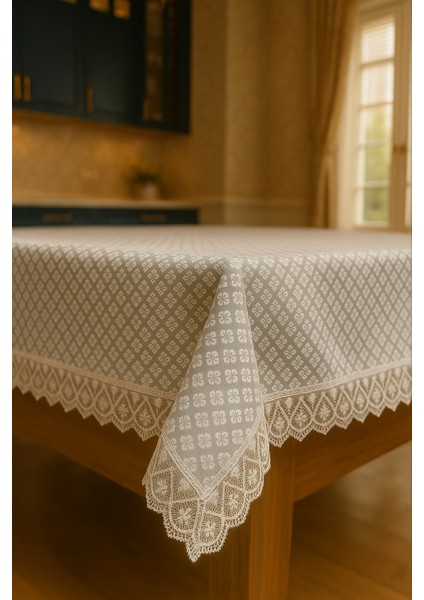 Lüks Gri Dantel Detaylı Masa Örtüsü Şık Desenli Su Geçirmez Kumaş Şık Sofra Dekoru modelleri