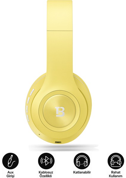 Kablosuz Bluetooth Kulaküstü Kulaklık-Mikrofonlu, Stereo Ses, Aux ve Hafıza Kartı Desteği Pulse fiyatları