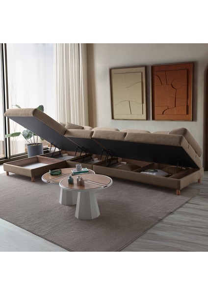 Aries Yataklı Sandıklı Piyonlu Köşe Takımı Kahverengi Sol Köşe modelleri