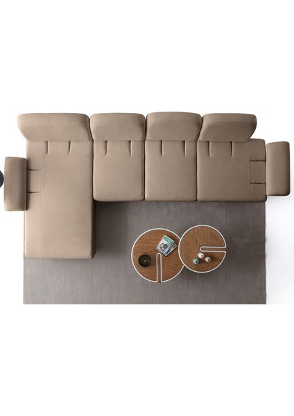 Aries Yataklı Sandıklı Piyonlu Köşe Takımı Kahverengi Sol Köşe