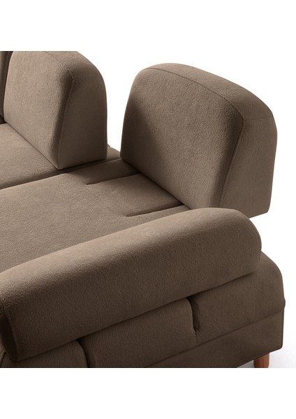 Aries Yataklı Sandıklı Piyonlu Köşe Takımı Kahverengi Sol Köşe