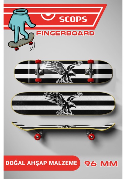 Fan Fingerboard – Siyah Beyaz Taraftar Parmak Kaykay 9x3 cm
