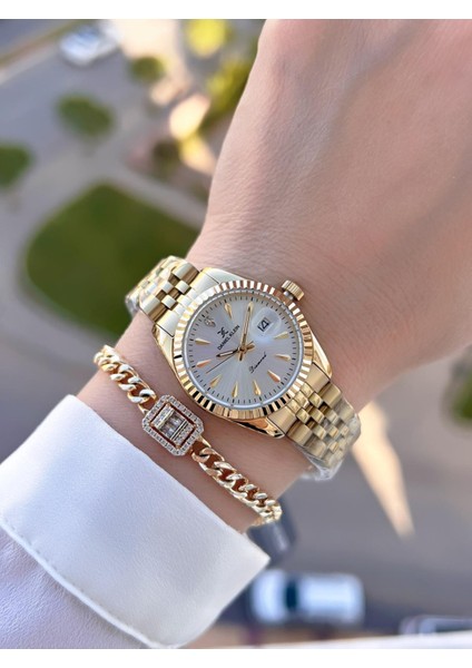 Pırlanta Taşlı Çelik Kordon 3 Atm Suya Dayanıklı Özel Tasarım Kadın Kol Saat+Bileklik VS.BLKT.0358 fiyatları