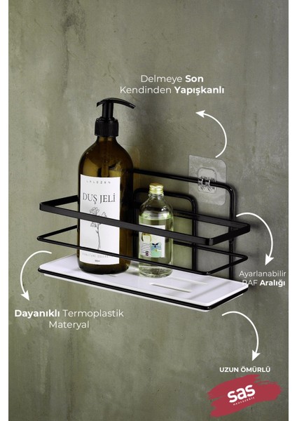 Yapışkanlı Ayarlanabilir Tekli Banyo Duş Rafı – Paslanmaz Kristal Şampuanlık (Yapıştır/vidala) Siyah-Beyaz - Lş-01 - Sb fiyatları