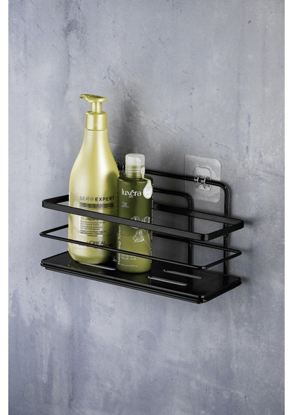 Yapışkanlı Ayarlanabilir Tekli Banyo Duş Rafı – Paslanmaz Kristal Şampuanlık (Yapıştır/vidala) Siyah - Lş-01 - Ss fırsatları