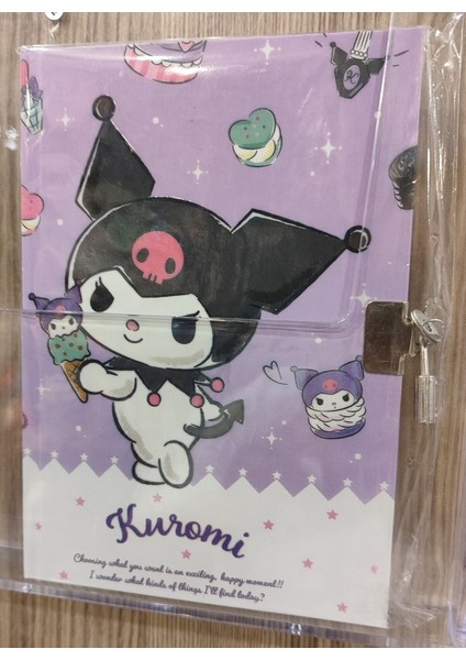 Ciltli Sert Kapak Kilitli Ajanda Günlük Çok Amaçlı A5 Boyutunda Çizgili Defter Kuromi Figürlü AD0222