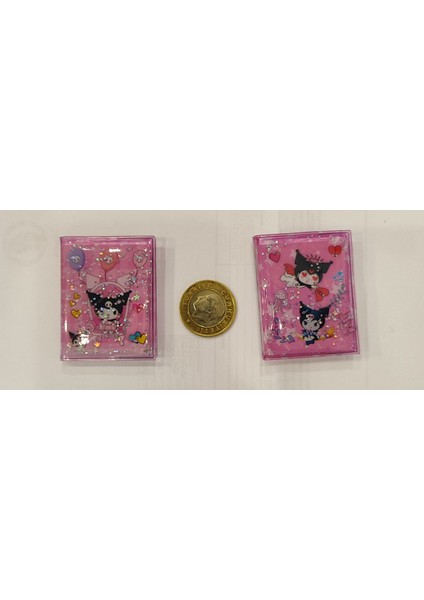 Kuromi Figürlü Sulu Kapak Stickerli Mini Not Defteri 2 Li Set (5cm*4cm)