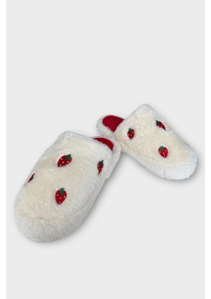 Kadın Pofuduk Nakışlı Ev Terliği Çeyiz Bohça Terliği Valentine's Day Beyaz - Yeşil fırsatları