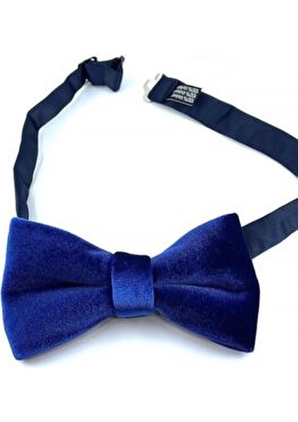 Saks Mavi Kadife Papyon Şık Tasarım Erkekler İçin Özel Günlerde Kullanım