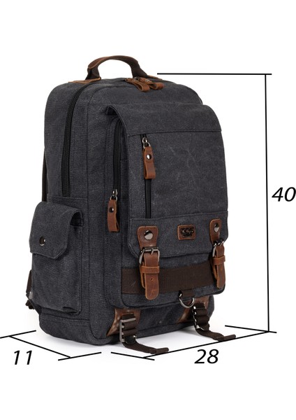 Su Geçirmez Kanvas Kumaş 15,6 Inç Laptop Bölmeli Çok Fonksiyonlu Sırt Çantası