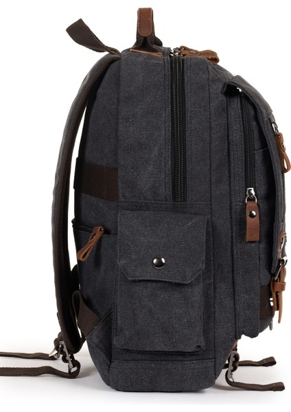 Su Geçirmez Kanvas Kumaş 15,6 Inç Laptop Bölmeli Çok Fonksiyonlu Sırt Çantası