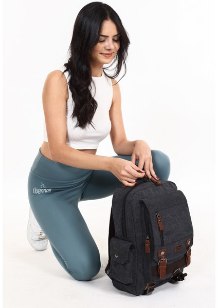 Su Geçirmez Kanvas Kumaş 15,6 Inç Laptop Bölmeli Çok Fonksiyonlu Sırt Çantası