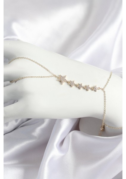 Pirinç Zirkon Taşlı Yıldız Model Gold Renk Kadın Şahmeran - Lisinya