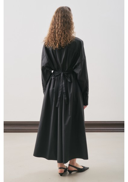 Pile Detaylı Gömlek Elbise Siyah indirimleri