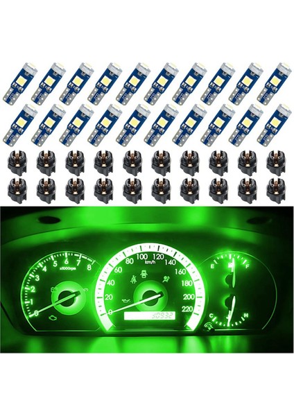 20 Adet T5 LED Işık Araba Gösterge Paneli Göstergesi 3030-3SMD-YEŞIL (Yurt Dışından)