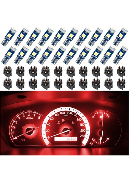 20 Adet T5 LED Işık Araba Gösterge Paneli Göstergesi 3030-3SMD-KIRMIZI (Yurt Dışından)