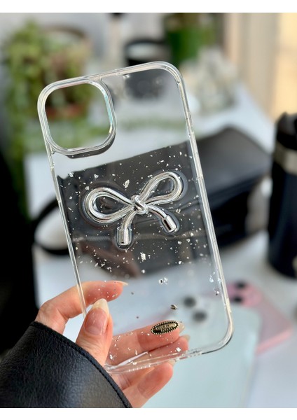 Iphone 14 Plus - 15 Plus Uyumlu Şeffaf Simli Kurdele Epoksili Telefon Kılıfı fiyatları