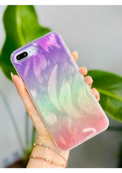 Iphone 7 Plus ve 8 Plus Uyumlu Shine Renk Geçişl Desenli Silikon Kılıf