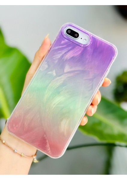 Iphone 7 Plus ve 8 Plus Uyumlu Shine Renk Geçişl Desenli Silikon Kılıf modelleri