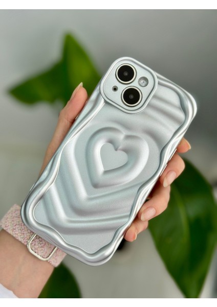 Iphone 14 Plus ve 15 Plus Uyumlu 3D Mat Kabartma Kalp Silikon Kılıf fırsatları