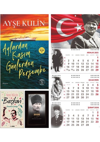 Aylardan Kasım Günlerden Perşembe ve Yalnız Değilsin Başkan - Komutan Ajanda -Ayyıldız Duvar Takvimi