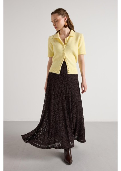 Kadın Kahve Astarlı Uzun Dantel Etek 30052 fiyatları