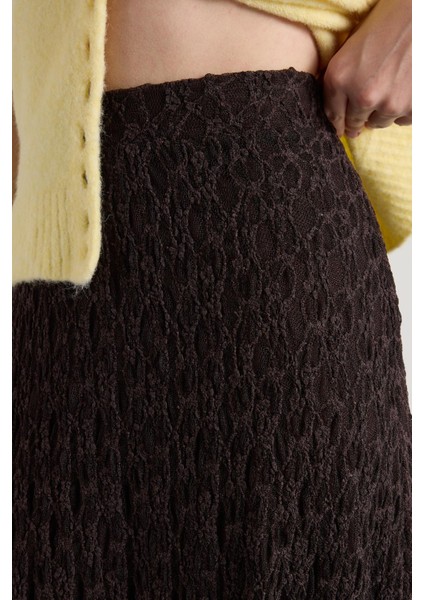 Kadın Kahve Astarlı Uzun Dantel Etek 30052 modelleri