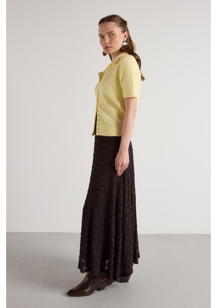 Kadın Kahve Astarlı Uzun Dantel Etek 30052 indirimleri