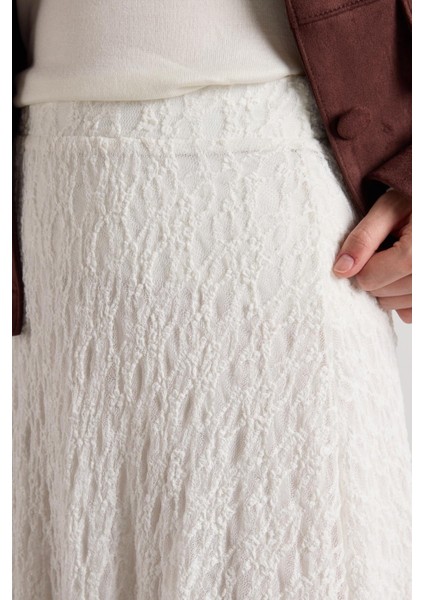 Kadın Ekru Astarlı Uzun Dantel Etek 30052 modelleri