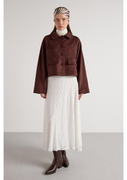 Kadın Ekru Astarlı Uzun Dantel Etek 30052 fırsatları