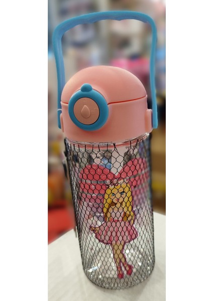 Kız Çocuk Taşıma Kulplu Plastik Matara Pipetli 400 ml