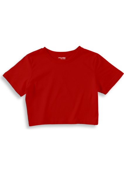 Basic Crop Tişört - Kırmızı