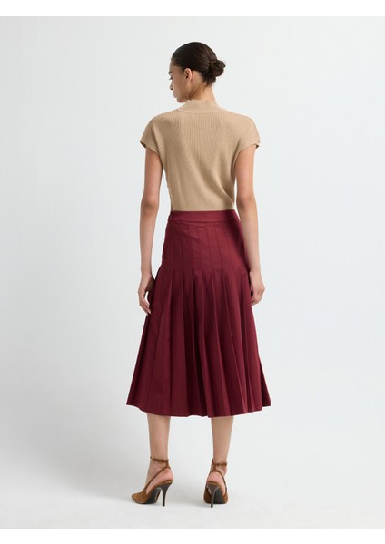 Pileli Etek Bordo 12745672000
