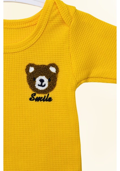 Mağazacılık 5'li Bebek Çıtçıtlı Uzun Kollu Renkli Smile Desenli Zıbın %100 Organik Pamuk Waffle Kumaş indirimleri