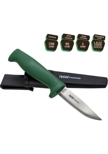 0319 Bushcraft Eco Paslanmaz Çelik Kamp Bıçağı (Yeşil)