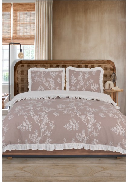 %100 Pamuk Fırfırlı Çift Kişilik Nevresim Takımı