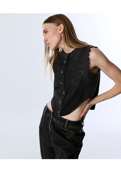 DERİ GÖRÜNÜMLÜ FLARE FİT PANTOLON TW6250003194036 fiyatları