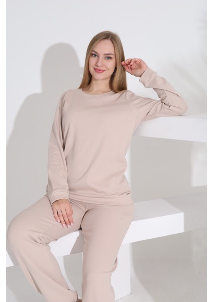 %100 Pamuk Petek Örgü Kumaş Uzun Kol Manşetli Cepli Kadın Pijama Takımı 98520 fırsatları