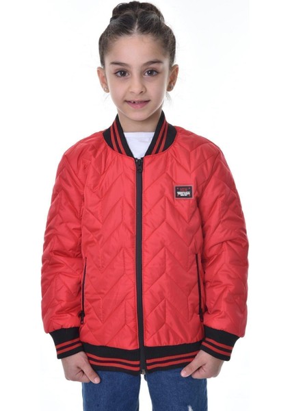 Kız Çocuk Kolej Yaka Astarlı Su ve Rüzgar Geçirmez Fermuarlı Mont Ceket