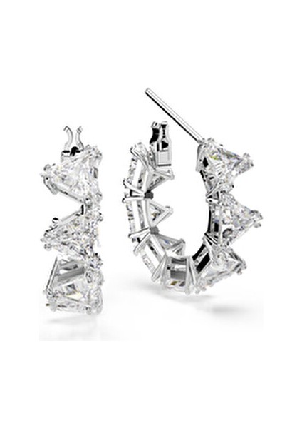 Kadın Halka Küpe Beyaz Renkli Taşlarla Şık Tasarım TH Menşeli modelleri