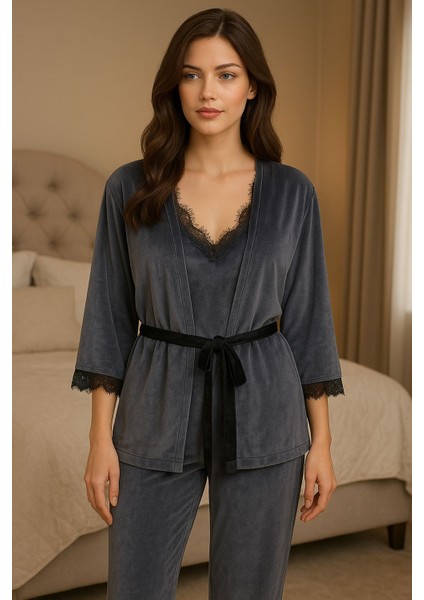 Kadife 3'lü Takım/gecelik/çeyizlik